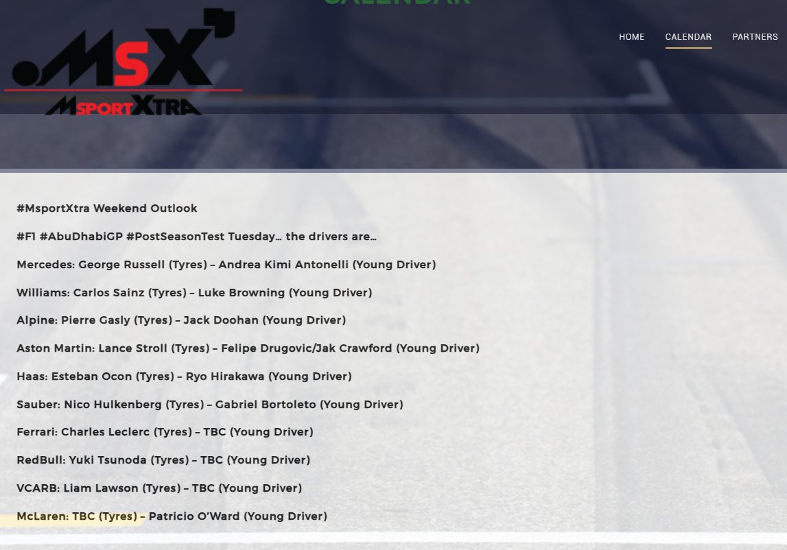 MsportXtra's tweet photo. #F1 #AbuDhabiTest About next Tuesday.... #F1Testing #PostSeasonTest #HappyTesting #MsportXtra https://t.co/DQbuFtLE2e