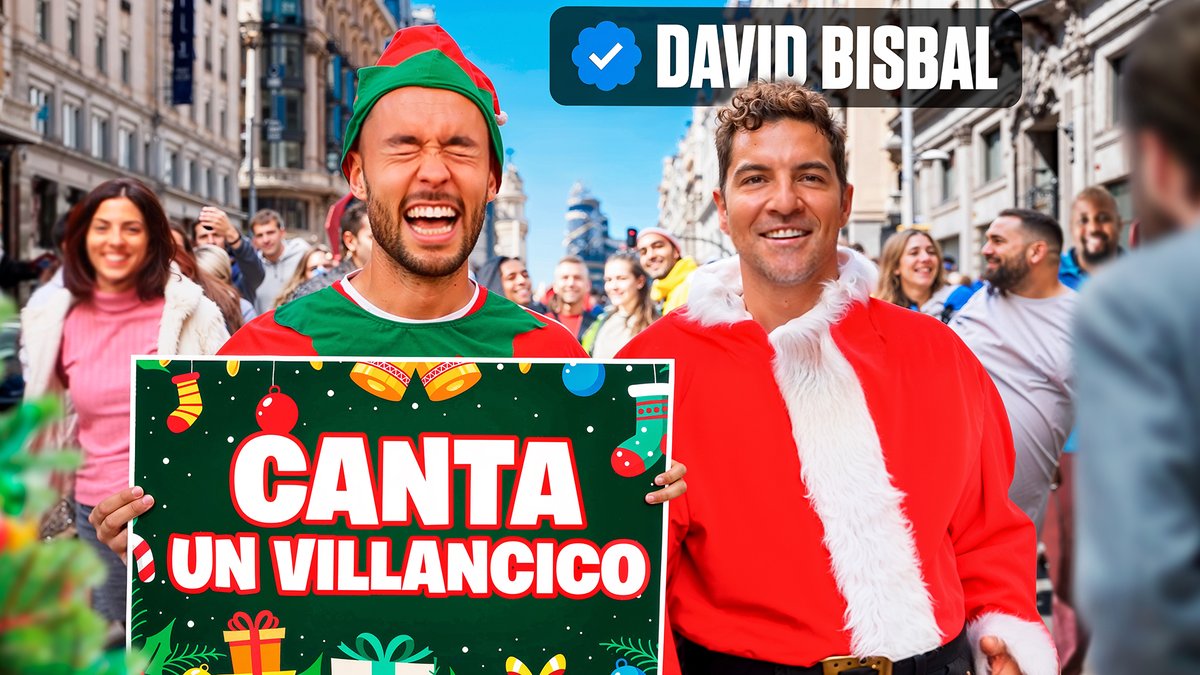 TheGrefg's tweet photo. ¡NUEVO VÍDEO!

🎄 CONCURSO DE VILLANCICOS CON DAVID BISBAL 🎄

Salí a la calle en pleno centro de Madrid con David Bisbal. Él se disfrazó de Papá Noel y yo de elfo e hicimos un concurso de villancicos. Uno de los vídeos más surrealistas de mi canal.

💙 https://t.co/E3OsFUrBTn https://t.co/F5Ln7mFST2