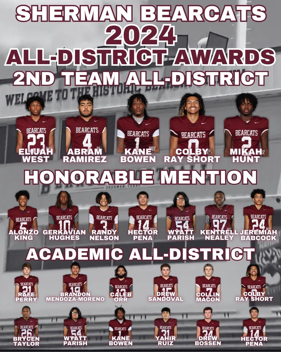 SHBearcatFB's tweet image. Congrats to all of our All-District Bearcats!