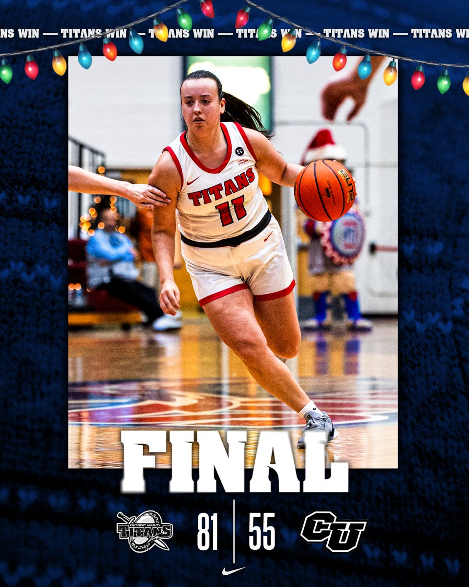 Detroit_WBB's tweet photo. 🎄Holiday Dub in the books!
🎅UDM is 6-1 to start the season for the first time in 45 years since the 1979-80 campaign
O'Brien: 22 pts., 4-6 3. pt.(Titan career-high)
Tripp: 16 pts.(Titan career-high)
Jackson: 14 pts. 
McQueen: 10 pts, 6 ast.(career-high)
#DetroitsCollegeTeam⚔️ https://t.co/dj3Rqd5KjN