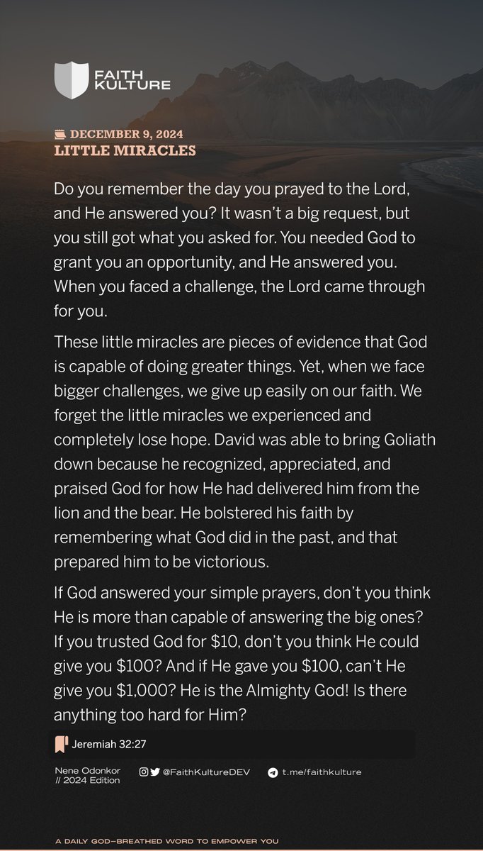 He is the Almighty God! Is there anything too hard for Him? #FaithKulture