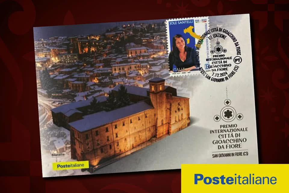 RosariaSuccurro's tweet photo. Premio internazionale Città di Gioacchino da Fiore 

Annullo filatelico temporaneo da parte di Poste Italiane sulle cartoline di San Giovanni in Fiore, anche con francobolli dedicati alla compianta Jole Santelli, prima donna a presiedere l’amministrazione regionale calabrese. https://t.co/2kS11KjxK6
