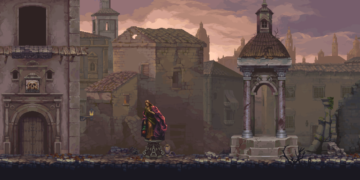 City of the Blessed Name, pixel art for Blasphemous II #blasphemous2 #pixelart #ドット絵