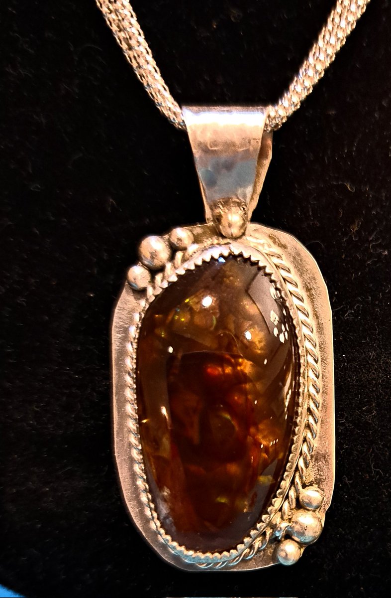 Fire Agate in Sterling Silver with Sterling chain.