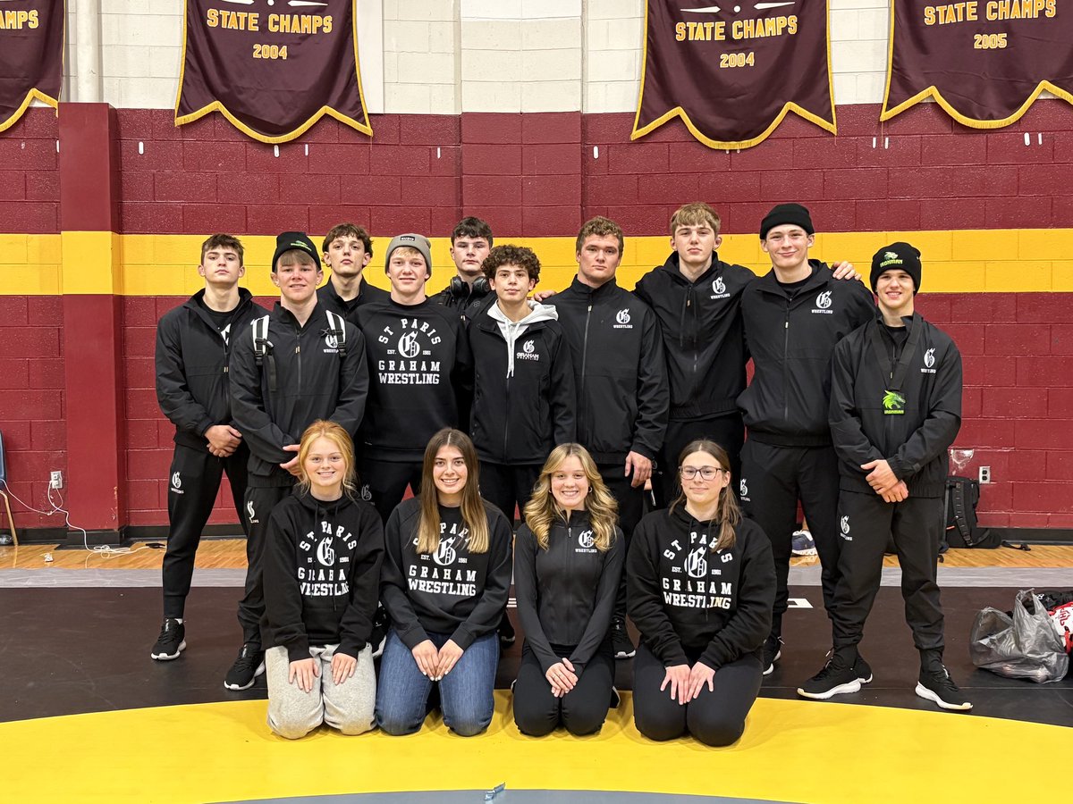 Your St. Paris Graham Falcons wrestled at the Ironman Tournament, finishing 19th out of 128 with 42.5 point! Congratulations to our 2 placers: Brogan Tucker 3rd @ 157 lbs &amp; Jake Landis 7th @ 113lbs 🦅💪 #grahampinwin