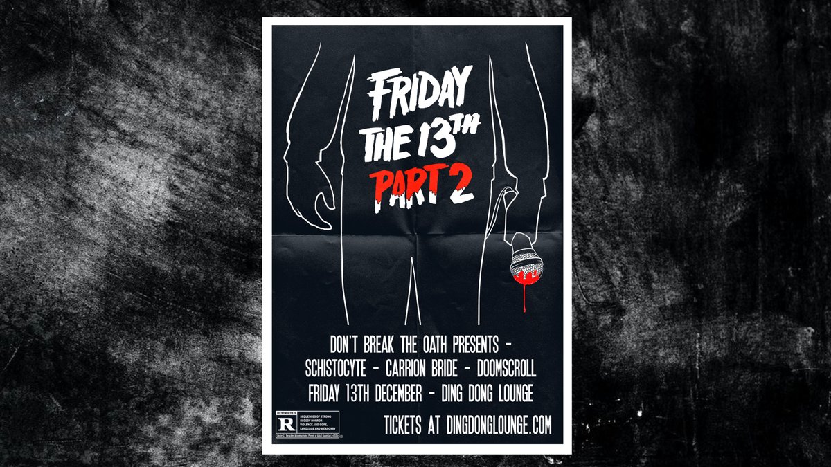 DingDongLounge3's tweet photo. Join us at Friday the 13th Part 2 : Carrion Bride, Doomscroll, Schistocyte https://t.co/f2gfKT4fZd
#rsvpnow #savethedate https://t.co/CXqXrHv3VZ