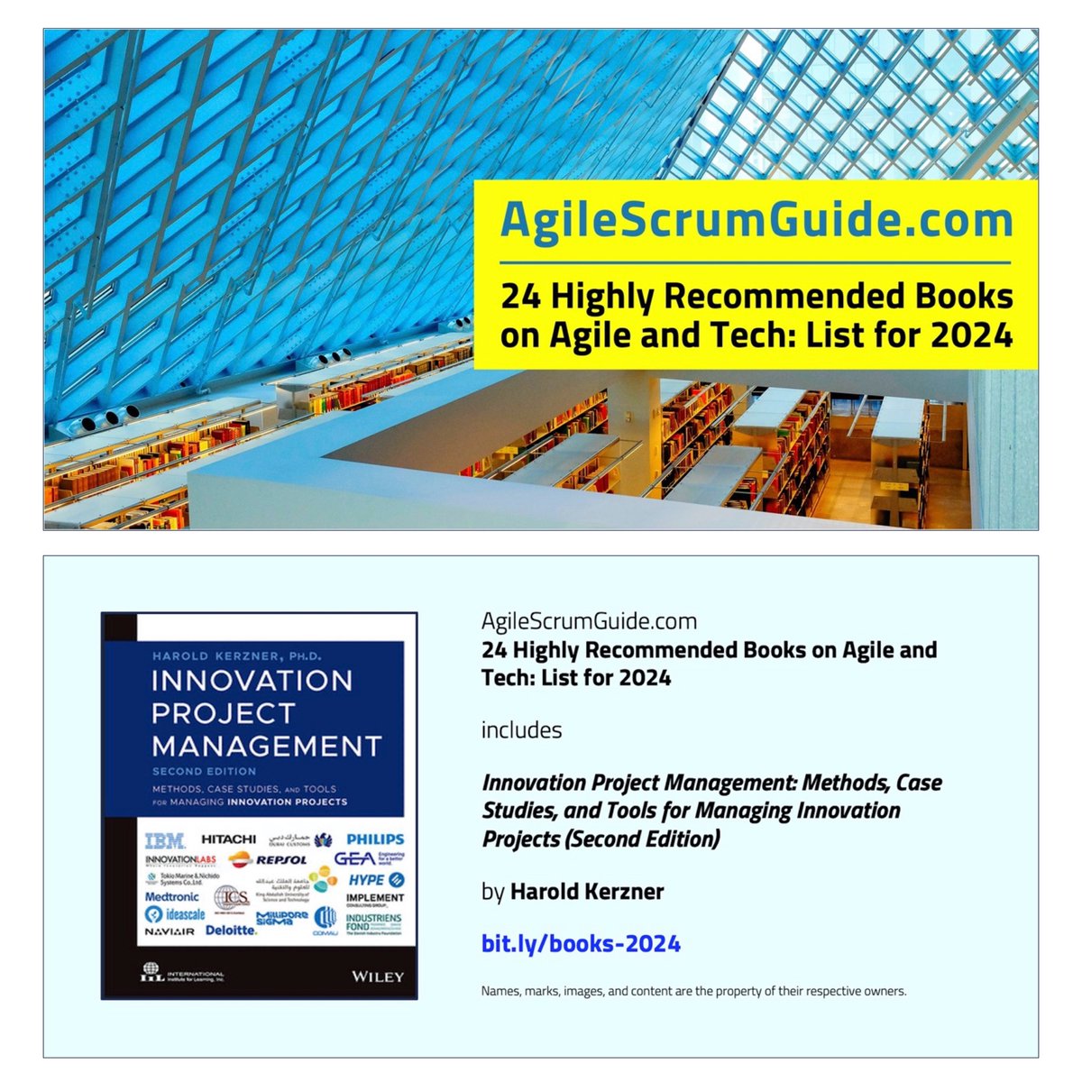 AgileScrumGuide's tweet photo. 24 Highly Recommended Books on Agile and Tech includes INNOVATION PROJECT MANAGEMENT. See https://t.co/sEzxQLycVz for details.
#Agile #Scrum #Tech #AgileBook #AgileBooks #TechBook #TechBooks #ScrumBook #ScrumBooks #Innovation #InnovationProjectManagement #AgileProjectManagement https://t.co/ADjedoy5L7