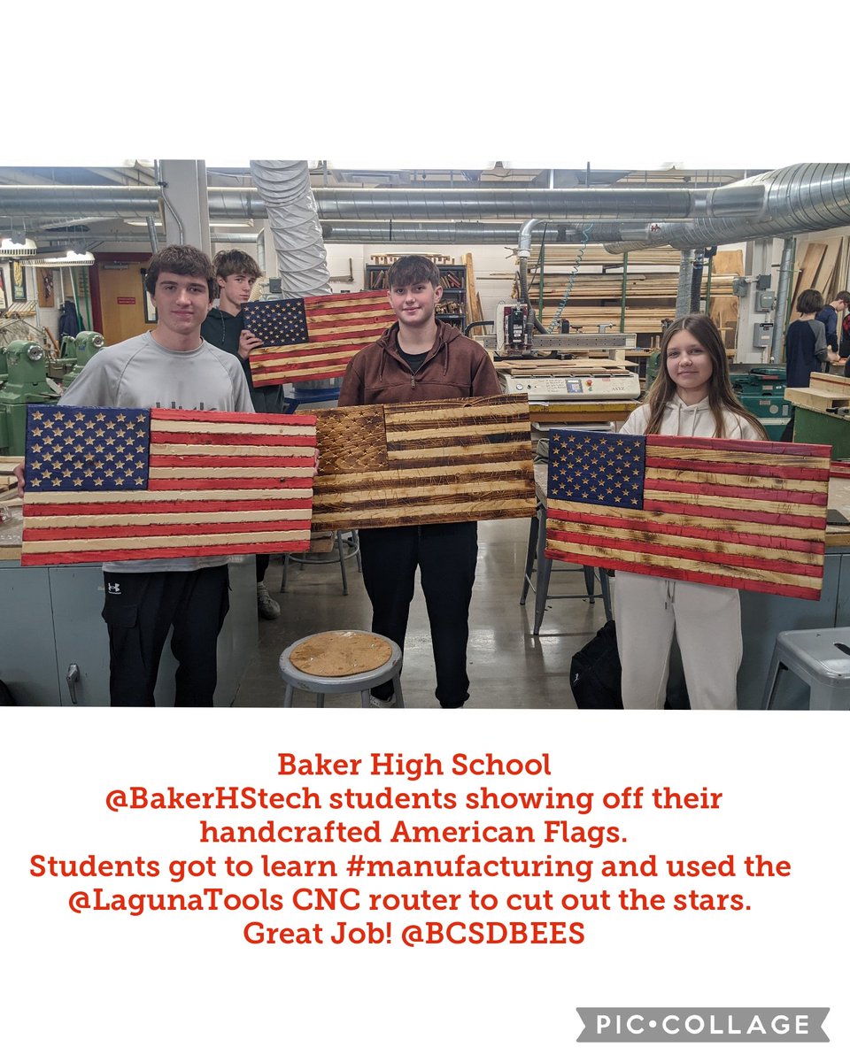 James Cuyler (@cuylerjames) on Twitter photo Baker High School
@BakerHStech students showing off their handcrafted American Flags. 
Students got to learn #manufacturing and used the <a href="/LagunaTools/">Laguna Tools</a> CNC router to cut out the stars. 
Great Job! <a href="/BCSDBEES/">Baldwinsville CSD</a> Baker High School
@BakerHStech students showing off their handcrafted American Flags. 
Students got to learn #manufacturing and used the <a href="/LagunaTools/">Laguna Tools</a> CNC router to cut out the stars. 
Great Job! <a href="/BCSDBEES/">Baldwinsville CSD</a>