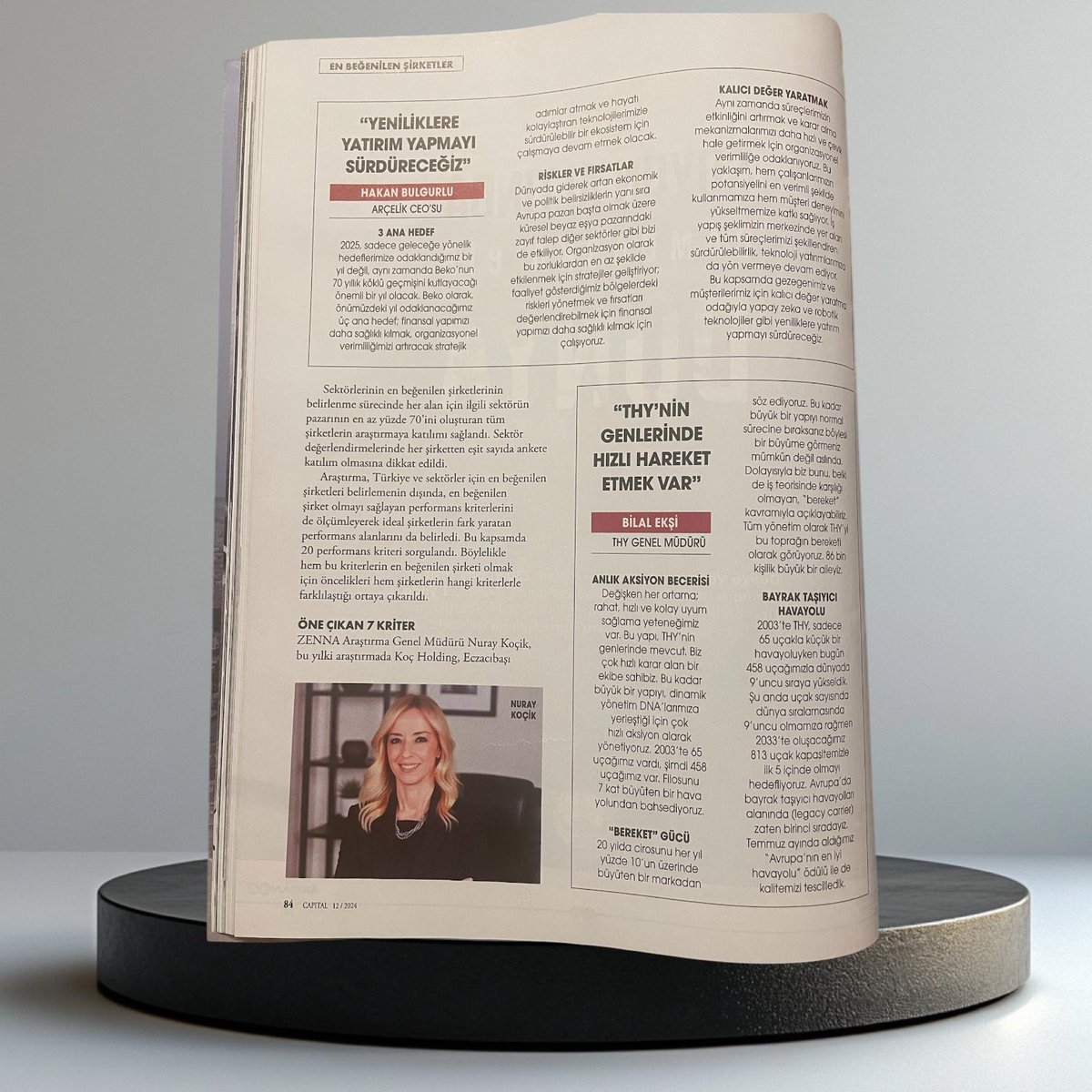 Capital Dergisi adına gerçekleştirdiğimiz İş Dünyasının En Beğendiği Şirketler Araştırması sonuçları ve Genel Müdürümüz Nuray Koçik’in görüşleri Capital Dergisi Aralık sayısında!