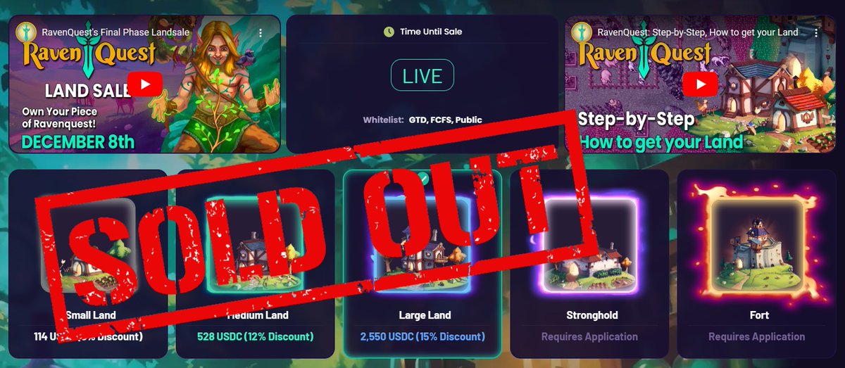 NerdLogic's tweet photo. That's all folks!
Congrats to the @RavenQuestGame team and all who purchased lands today!

So much hype for a game that hasn't even released globally yet! 
I wish other devs would take note and build a great game first, worry about economy later. It's beautiful🤩 https://t.co/Qw32y4gtXX