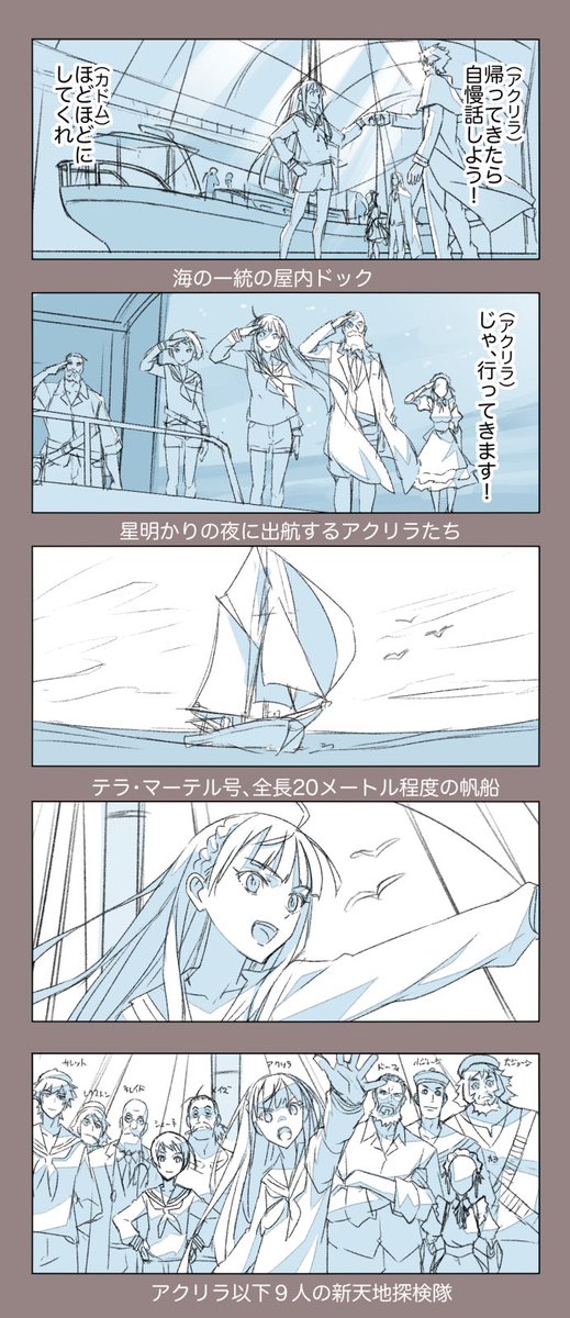 天命の標妄想レイアウト、つづきのテラ・マーテル号出航のあたりです
さらにつづきはまたちょっとずつ描きます! 