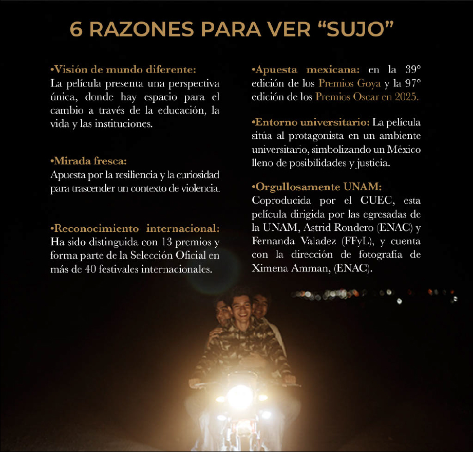 UNAM_MX's tweet photo. ¡No puedes perderte "Sujo"! 🎥 Es una coproducción de la UNAM, dirigida por las #EgresadasUNAM Astrid Rondero (@enacunam) y Fernanda Valadez (@filos_unam). Te damos seis razones para verla > https://t.co/ko9E0ZOto6 https://t.co/VZWSGoK0kh