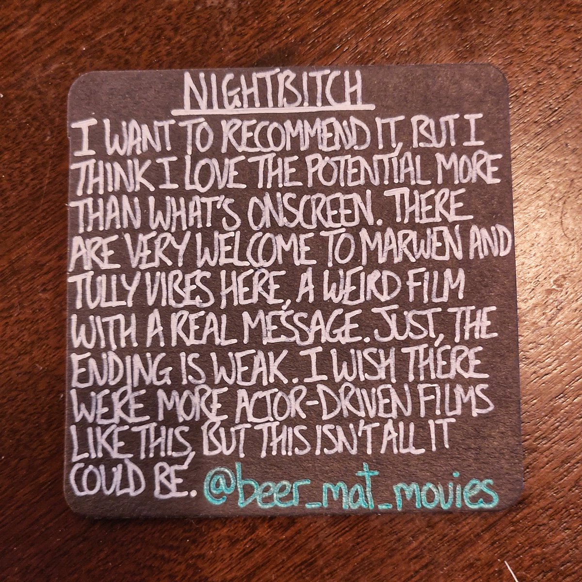 beer_mat_movies's tweet image. New release review: Nightbitch 

#WelcomeToMarwen #Tully
