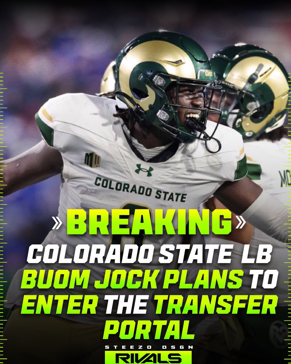 BREAKING: Colorado State LB Buom Jock ( <a href="/buom_jock/">Buom Jock</a> ) plans to enter the transfer portal he tells me.
-
Buom Jock is a 6’4 (235 LBS) Linebacker out of Mankato, MN. Buom Jock had a total of 100 tackles and was Second team All-Mountain West this season. He also had an INT, FF, 2 FR