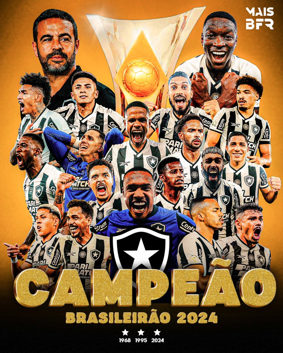 maisbfr's tweet photo. O BOTAFOGO DE FUTEBOL E REGATAS É TRICAMPEÃO DO BRASILEIRÃO! 🏆 https://t.co/vlcVI9i1Xb