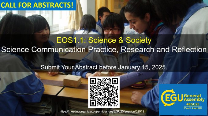 ParsQuake Project (@pars_quake) on Twitter photo Going to <a href="/EuroGeosciences/">European Geosciences Union</a> #EGU25? Doing interesting work in #scicomm and/or public engagement? Then why not submit an abstract to our session EOS1.1 (Science & Society): meetingorganizer.copernicus.org/EGU25/session/… Going to <a href="/EuroGeosciences/">European Geosciences Union</a> #EGU25? Doing interesting work in #scicomm and/or public engagement? Then why not submit an abstract to our session EOS1.1 (Science & Society): meetingorganizer.copernicus.org/EGU25/session/…