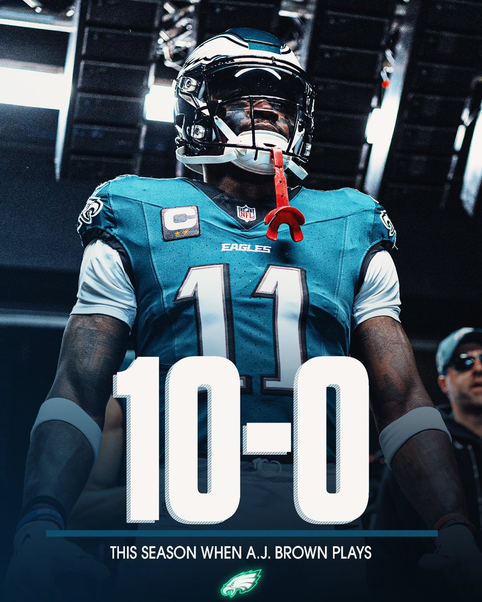 SNFonNBC's tweet photo. A.J. Brown is the Eagles’ good luck charm. 🦅 #FlyEaglesFly https://t.co/fQpwcqDdvK