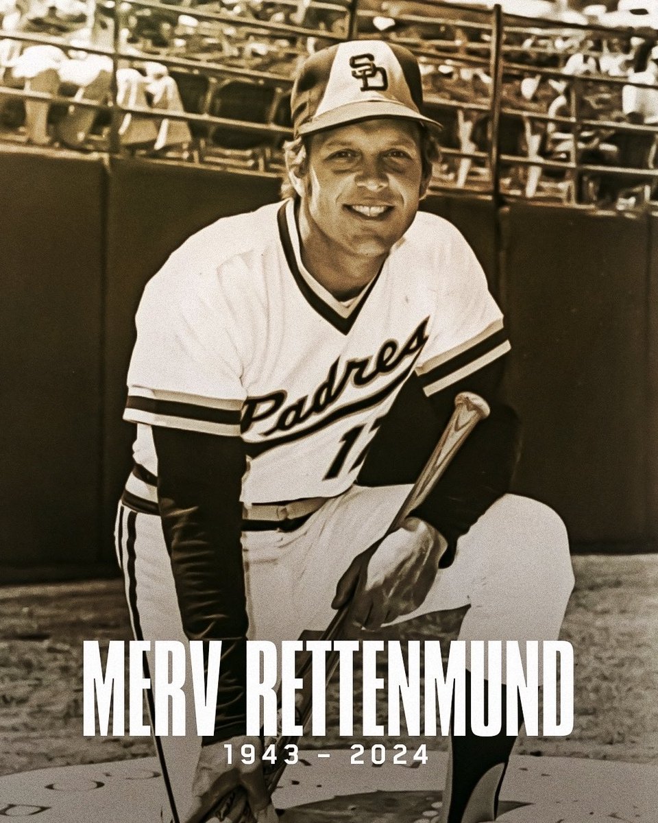 Padres's tweet photo. We mourn the passing of former Padres player and hitting coach, Merv Rettenmund. 

Our thoughts are with his loved ones during this difficult time. https://t.co/LvW6f7Hm7M