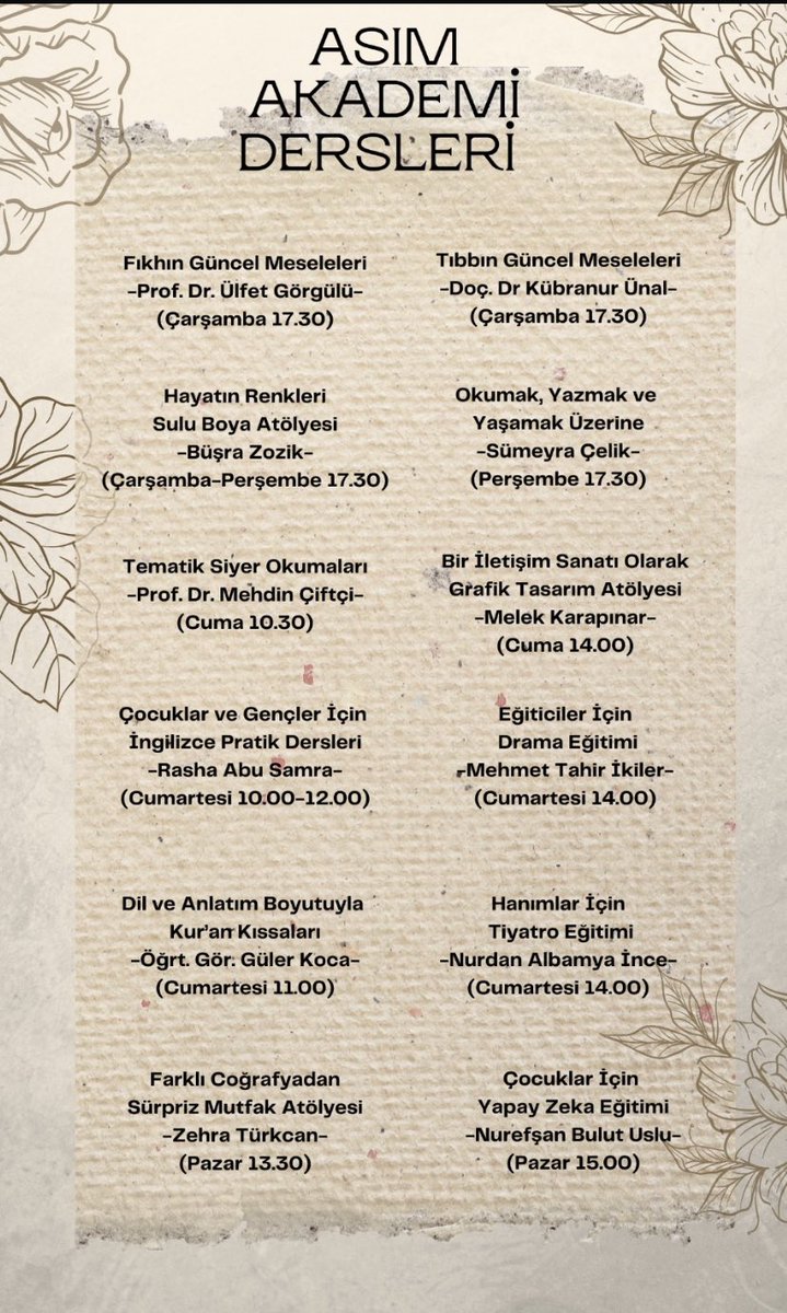 Bir akademi açtık. İçine dünya kadar atölye yerleştirdik. Her yaştan bay ve bayan katılımcı kabul ediyoruz.  Hocalarımız alanlarında uzman. Derslerimize sadece bayan öğrenciler itibar ediyor. Beyefendilere ulaşamıyoruz, acaba neden? <a href="/asimdernegi/">ASIM Derneği</a> <a href="/sezermkarakus/">Sezer Mert Karakuş - أبو أليف</a>