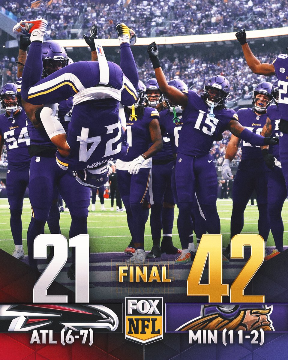 NFLonFOX's tweet photo. The @Vikings with a dominant win against the #Falcons 👏 https://t.co/MvCyMvPQQ5