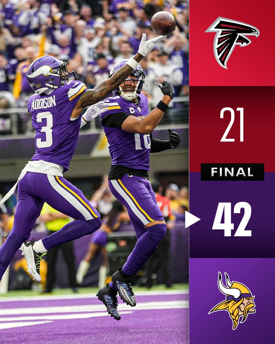 FINAL: Sam Darnold throws 5 TDs as <a href="/Vikings/">Minnesota Vikings</a> defeat Falcons in Week 14. #ATLvsMIN