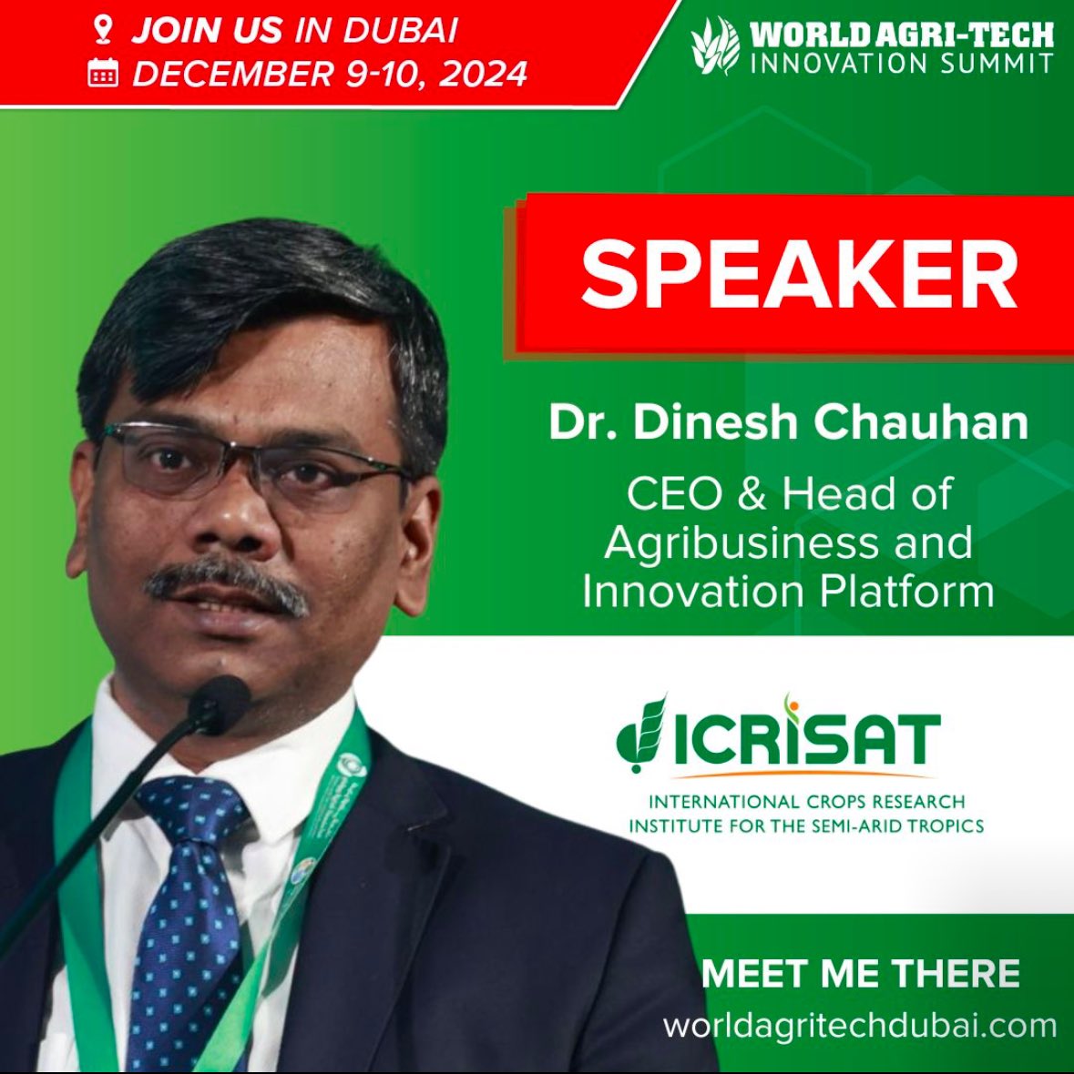 Honored to Speak at the World Agri-Tech Innovation Summit 
Looking forward to an engaging dialogue with fellow changemakers. Looking forward to insightful discussions and collaborations!
Let’s work together to build a better future for our planet .<a href="/WorldAgriTech/">World Agri-Tech</a> <a href="/ICRISAT/">ICRISAT</a> #AIP