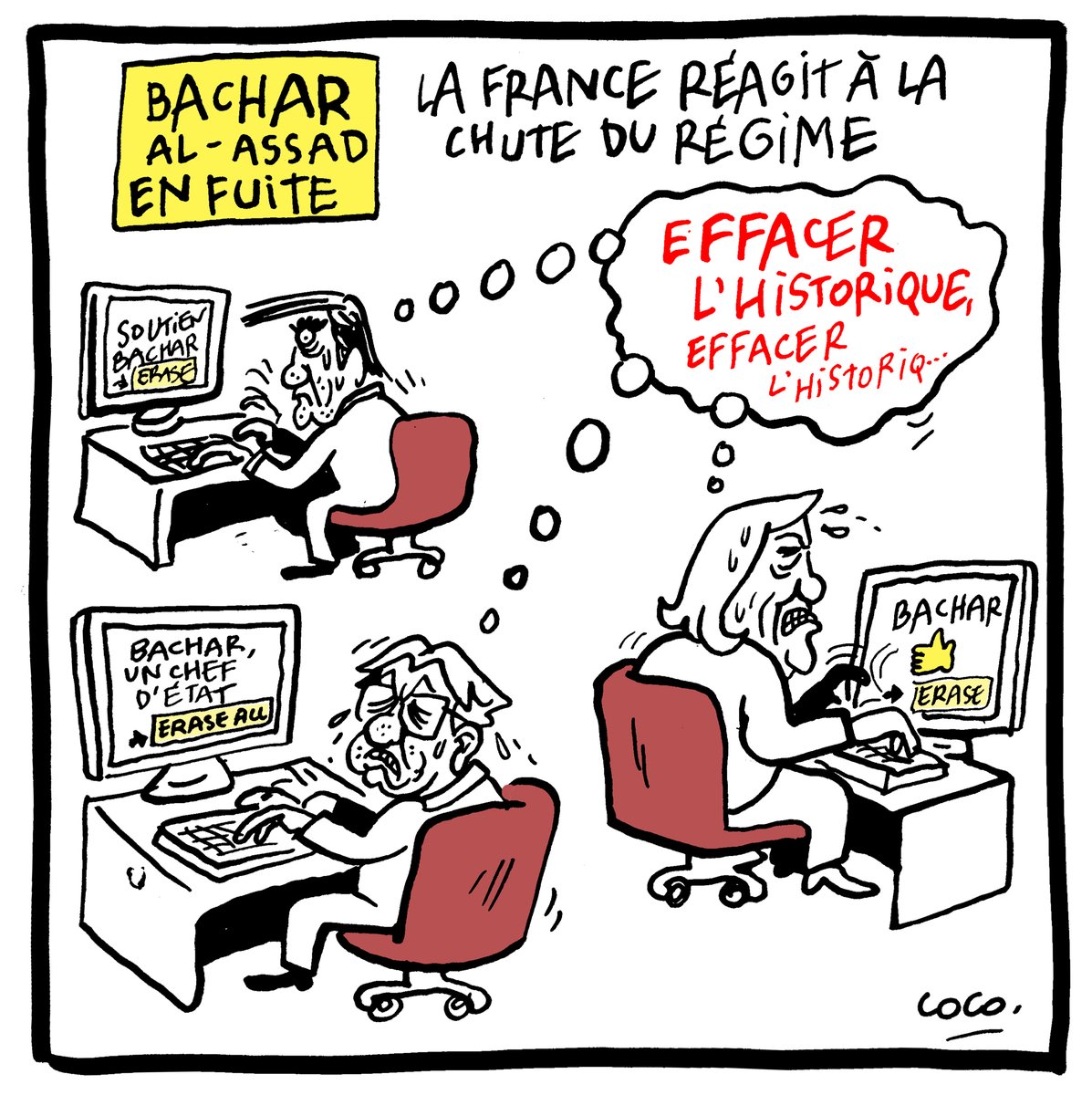 libe's tweet photo. Bachar al-Assad en fuite : la France réagit à la chute du régime 

✏️ Par @cocoboer https://t.co/e32WbtPEnC