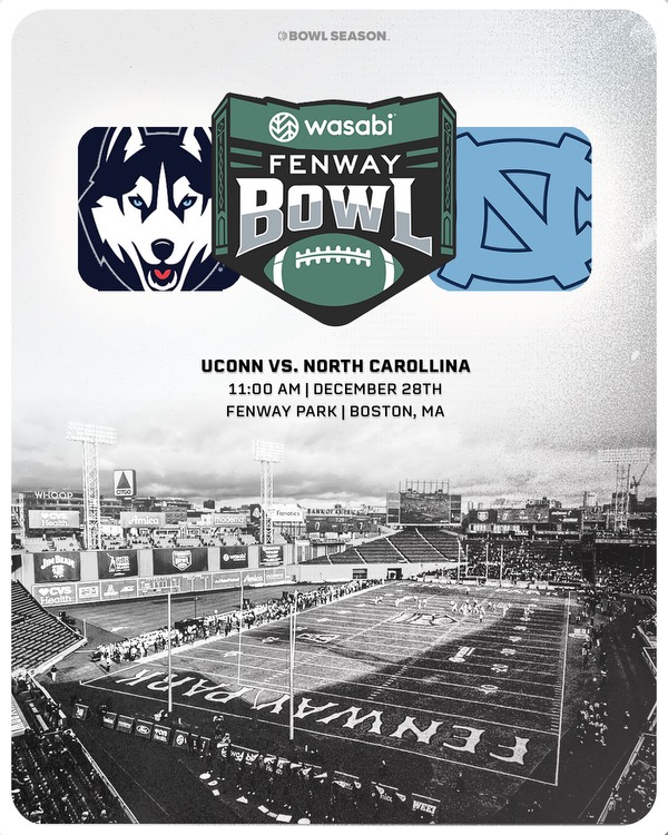 BowlSeason's tweet photo. 🚨IT’S OFFICIAL🚨@UConnFootball will face @UNCFootball in the @FenwayBowl  

#BowlSeason #CFB #CollegeFootball  #GoHeels #UNC #CTFootball #HuskyRecap #uconnfb #UConn https://t.co/A8DnQNEbwz