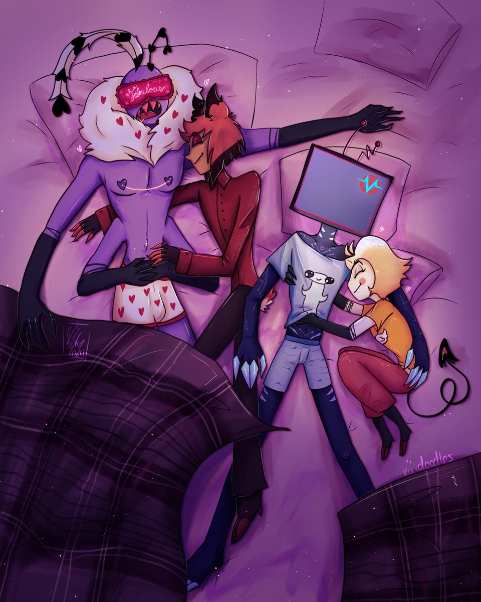 Vii_Doodles's tweet photo. #HellidaysWeek Day 6: Sleep Over
.
#Hazbinhotel #HellidaysWeek2024 #Vox #Alastor #Radiostatic #StaticApple #Valastor #RoyalMediaMoth https://t.co/oPCvI9GBV6