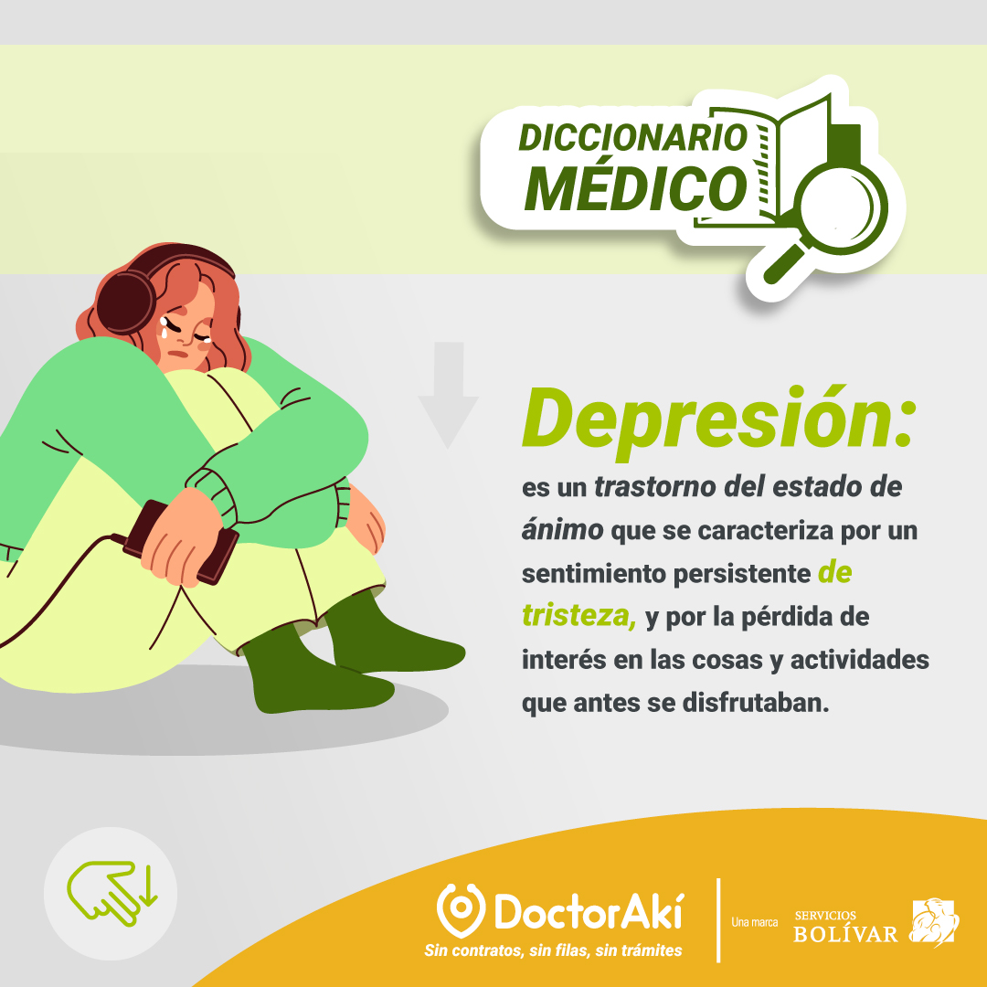 DoctorAkicol's tweet photo. ¿Sufres de depresión o te gustaría ayudar a alguien que la padece? 😪  

El primer paso es conocer en qué consiste esta. 📖 

💚 Por eso en DoctorAkí contamos con un diccionario médico en donde encontrarás qué es y sus síntomas: https://t.co/hmEbiaaovm ⭐ https://t.co/bTVHrTp6mB