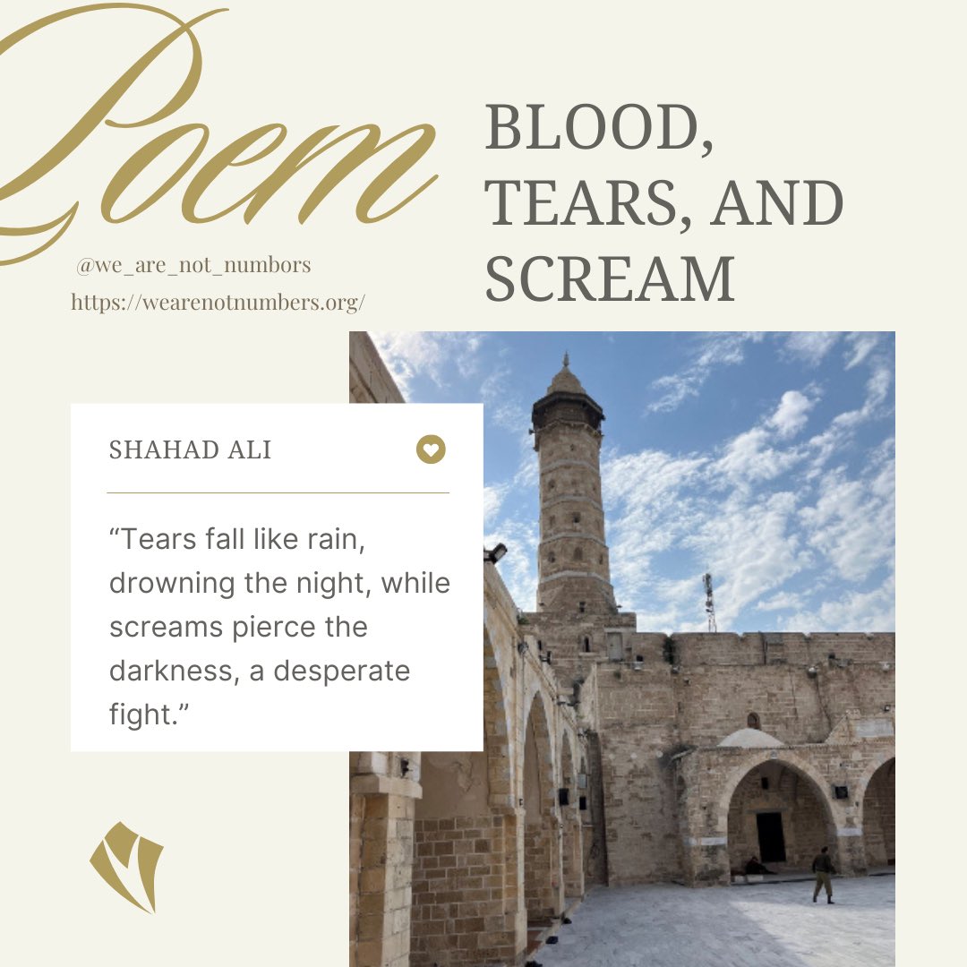 Blood, tears, and scream, Shahad Ali captures the raw agony of Gaza beneath the ruins of the Omari Mosque. The poem delves into the emotional weight of loss, where blood, tears, and screams define the struggle. Photo: Dan Palraz. Creative Commons 4.0

wearenotnumbers.org/blood-tears-an…