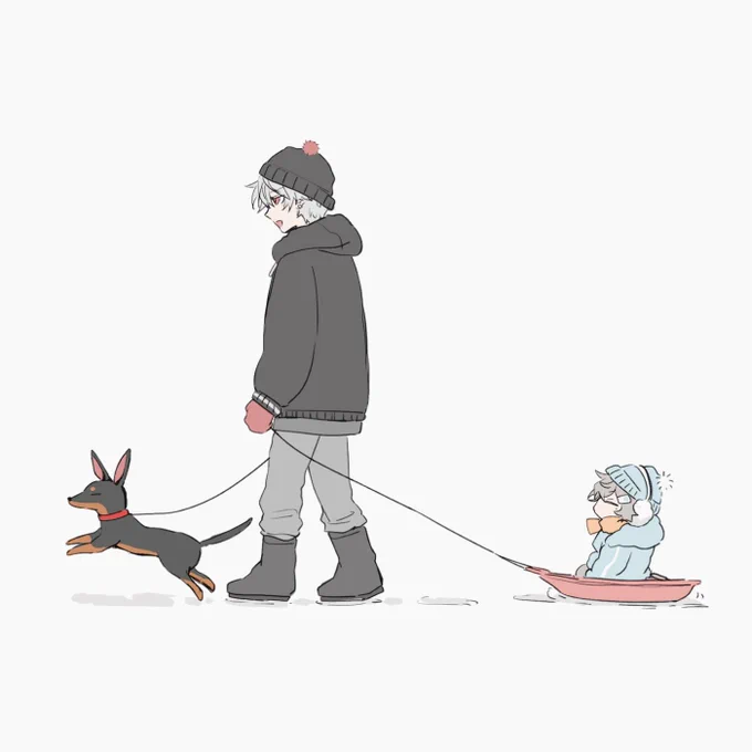親子軸/捏造最近見かけた犬の散歩中の親子 