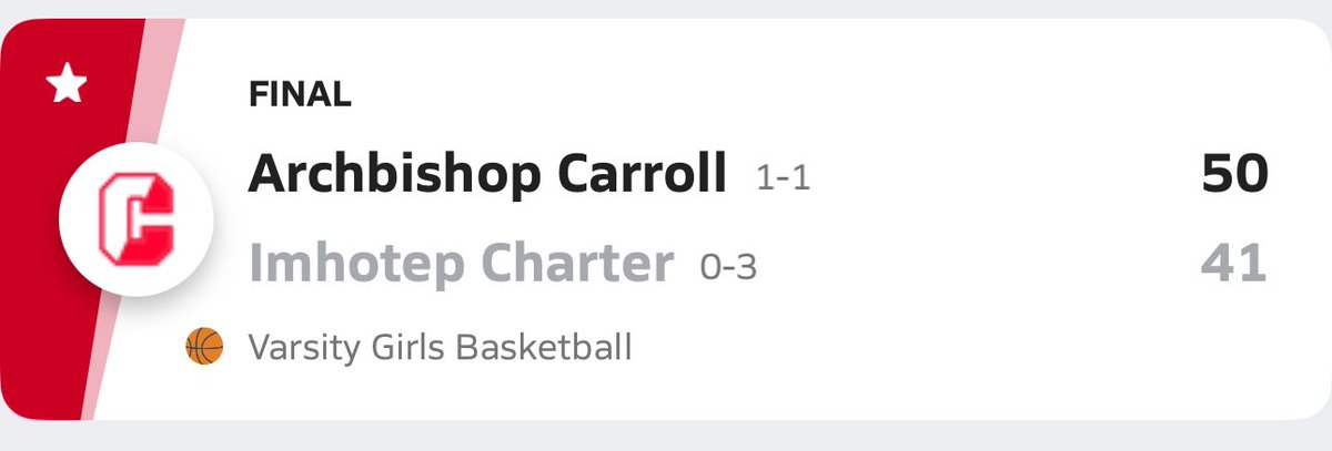 Carroll gets 1st win of season at the Kobe Bryant Classic! 

<a href="/AlexisEberz/">Alexis eberz</a> 20 PTS &amp; 6 REB
<a href="/Kayla_Eberz34/">Kayla Eberz</a> 15 PTS &amp; 6 REB
<a href="/Kelsey_Eberz/">Kelsey Eberz</a> 7 PTS
<a href="/cateschu/">Cate Schumacher</a> 5 PTS
<a href="/AbigailMcfillin/">Abigail McFillin</a> 2 PTS, 6 REB &amp; 3 AST
<a href="/BridgetGrant44/">Bridget Grant</a> 1 PTS
<a href="/olivianardii/">Olivia Nardi</a> 3 AST

Next Up:  She Got Game DC 12/14-12/15