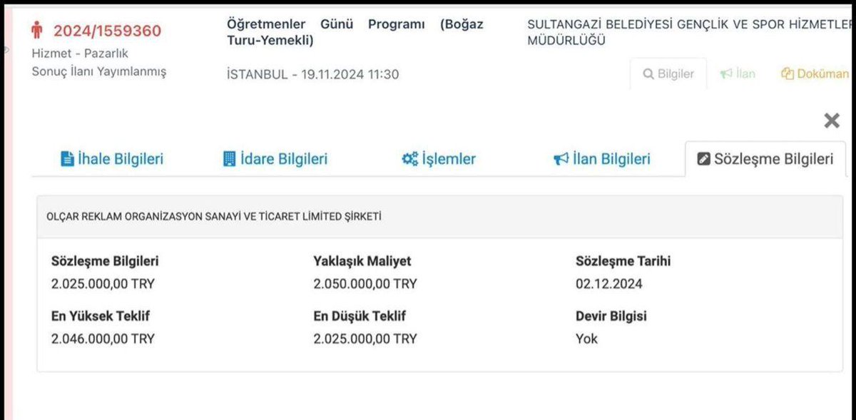 kacsaatolduson's tweet photo. AKP'li Sultangazi Belediyesi'nin, 180 bin liralık bir boğaz turu için 2 milyon liraya ihaleye çıktığı anlaşılalı birkaç saat oldu https://t.co/N6N1YR2FNx
