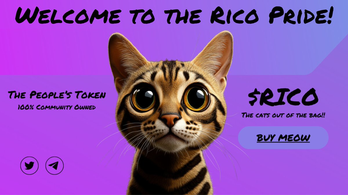 RicoMemeCat's tweet photo. Meowdy Rico Rebels! The dogs have had their day and you’ve just entered the most paw-some corner of the crypto world where cats rule, and the community reigns supreme.

Rico Coin is The People’s Coin, and YOU are the heart of this project. Whether you’re here for the laughs, the memes, or the moon-bound dreams, you’re in the right place. 🚀

Here’s what you can expect:
🐱 Chill Vibes: Good people, great conversations, and Bengal-level mischief.
💰 Crypto Talk: Learn, share, and HODL together.
🌟 Community Power: We build this together. Your ideas, your voice, your coin! 100% FOREVER!.

House Rules (Yes, even Rico has rules—kinda):
1️⃣ Be Respectful: No spamming, hate speech, or littering. Keep it clean, like Rico’s fur.
2️⃣ Stay on Topic: Let’s talk Rico Coin and all things fun.
3️⃣ Engage & Enjoy: Share your ideas, ask questions, and have a blast!

Don’t forget to:
📢 Invite your friends – The more, the merrier!
🐾 Follow us on socials – Stay updated with all the latest Rico news.

⚠️ Watch Out for Scammers! ⚠️
The crypto space is awesome, but it’s also full of shady characters. Stay safe with these tips:

1️⃣ Admins Will NEVER DM You First: If someone messages you claiming to be from the Rico team, it’s a scam. Report and block them!

2️⃣ No Instant Profits: If someone promises guaranteed returns or “special deals,” it’s a scam. Rico Coin is about the community, not shortcuts.

3️⃣ Beware of Fake Links: Only trust links shared by official admins in this group. Double-check URLs before clicking.

4️⃣ Private Keys Are PRIVATE: Never share your wallet seed phrase or private keys. EVER.

5️⃣ Too Good to Be True? It probably is. If something feels off, ask the group or admins before taking action.