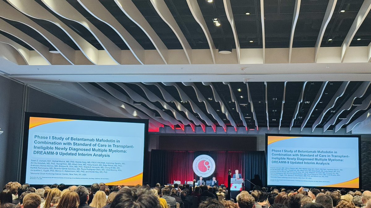 DrMariamBoota's tweet photo. Always a pleasure watching my former mentor  @szusmani at @ASH_hematology presenting data for a Phase I Study of Belantamab Mafodotin in Combination with Standard of Care in Transplant-Ineligible Newly Diagnosed Multiple Myeloma:DREAMM-9 Updated Interim Analysis”
#curemyeloma https://t.co/mcuDHULcRB