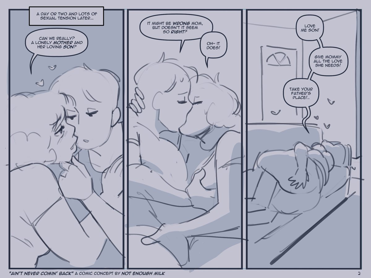 not_enough_milk's tweet photo. had this sort of random #momson premise i wanted to sketch out

a fairly standard son takes his father's place type story except the father returns! i guess the real fun would start after that https://t.co/pqAfDZ20dI