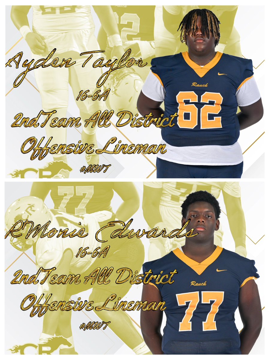 5/5 OL earned All District. Congratulations fellas! <a href="/RMonieedwards09/">R’Monie Edwards</a> <a href="/AydenTaylor62_/">Ayden Taylor🌟</a> <a href="/FriedrichKaden/">Kaden Friedrich</a> <a href="/Kerrick_Winters/">Kerrick Winters</a> <a href="/MaddoxIosuaC/">maddox iosua conway</a> <a href="/Coach_Wozniak/">Coach Conrad Wozniak</a> <a href="/WRAB50/">William Blaylock</a> <a href="/CyRanchFB/">Cypress Ranch Football (TX)</a>