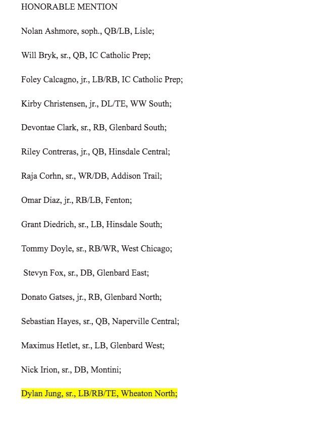 dy1anjung's tweet photo. Thank you @dhpreps for naming me in the Dupage County All-Area Team as an Honorable Mention! With 50 Highschools in the county I am extremely honored to be named. 
@wnfalconfb @EDGYTIM @DeepDishFB @Rgw114G @CoachChris_Roll @j_boenitz2 @Coach_Pearlman @_CoachKennedy_ @CoachBellini 

https://t.co/vRKXA9i1lu