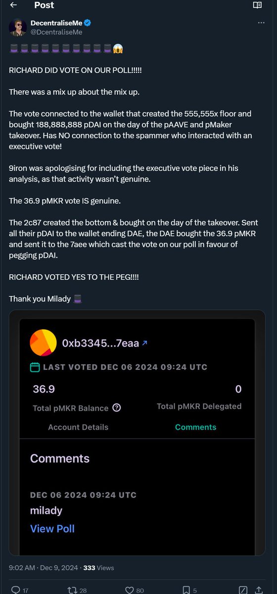 yourfriendSOMMI's tweet image. ❤️💛💚💙
🚨 EMERGENCY BREAKING #pDAI NEWS: Richard Heart DID vote on the pDAI Poll asking if pDAI should peg to $1 Dollar!
There was a mix-up about the mix-up.
✅ Richard Heart voted YES on the Poll which asked if pDAI should peg to $1 Dollar
✅ Richard Heart wallet created…