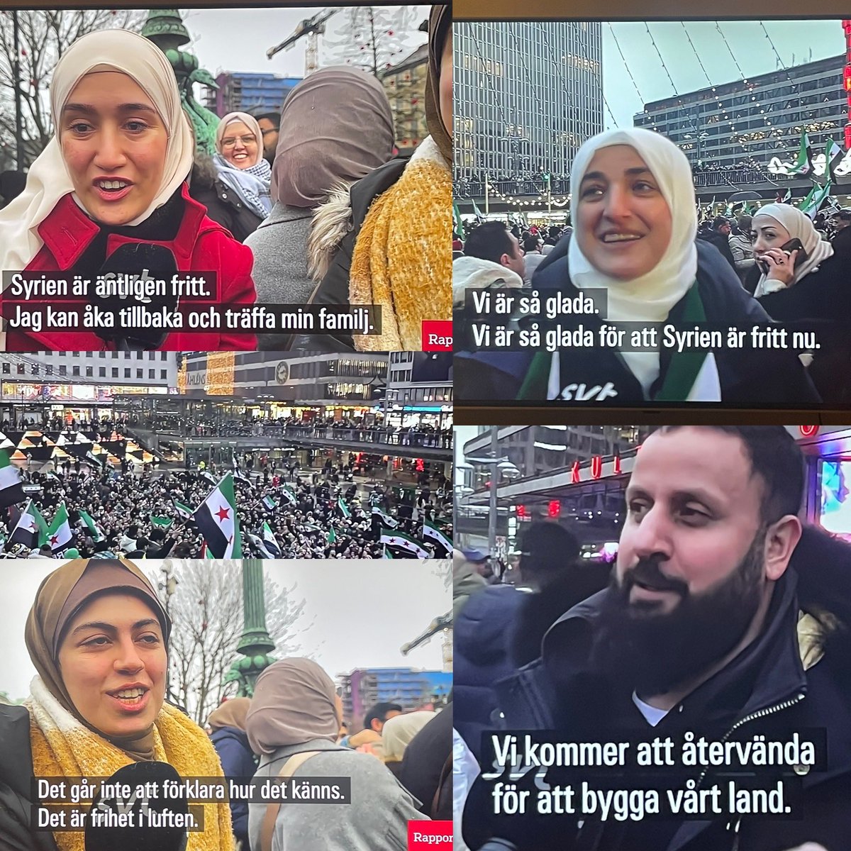 Fantastiska nyheter! Nu när Syrien äntligen är fritt så behöver ni inte fortsätta lida i hemska dumma Sverige som inte vill bygga en ny moské i varje gatuhörn åt er, som vill förbjuda era treåringar att ha slöja i förskolan (om ni ens låter dem gå i förskola, vill säga), inte