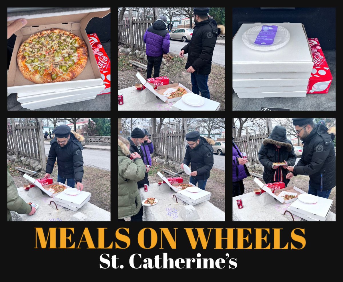 AMYAStCatharine's tweet photo. As part of the national #MealsOnWheels campaign, Ahmadiyya Muslim Youth from St. Catharines, ON provided warm meals to the less fortunate.

A total of 72 slices of pizza and soft drinks were distributed to over 20 people in need.

#MuslimYouth #Mercy4Mankind #StCatharines https://t.co/DLIfyOyisH