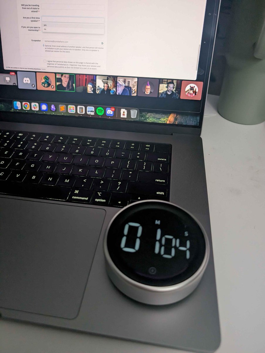 Tonight's time sq33k spent muted while explaining things during the staff meeting before she realized it: 64 seconds

Congratulations to s0lray who was the closest with his pre-meeting estimate of 75 seconds!

#conferenceplanning #infosec