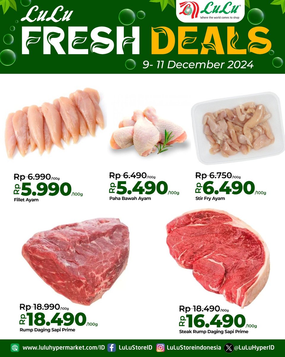 LuLuHyperID's tweet photo. 💥 FRESH DEALS 💥

"Jangan lewatkan Promo spesial hanya di Lulu Hypermarket! Produk segar dengan harga terbaik untuk Anda dan keluarga. Belanja lebih hemat, dengan produk-produk segar pilihan..!!
#fresdeals
#luluhypermarket #LuluStoreIndonesia https://t.co/tOAfLCMycx