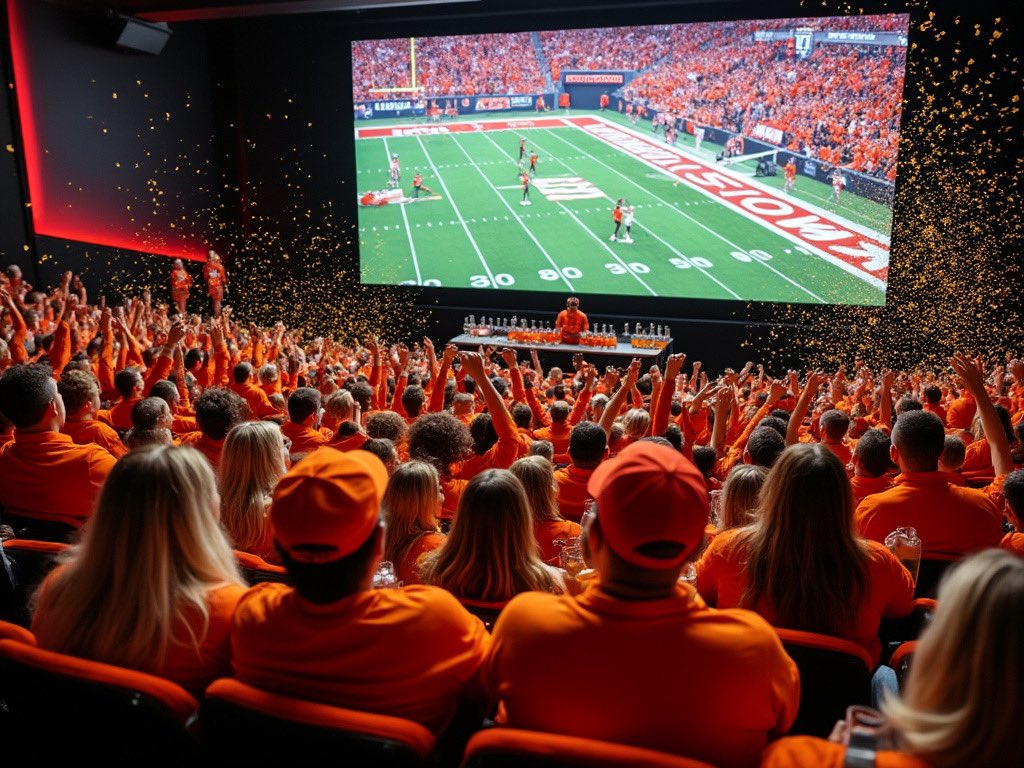 asianamcape's tweet photo. That’s how you do it, now to handle the experience include: bar cart in front, cheerleaders of home team, and confetti cannons for the win. @AMCTheatres @CEOAdam @amcideasgroup #amc #shareamc #AlistAmerica #GoAMC https://t.co/OBZ0PhvyJW