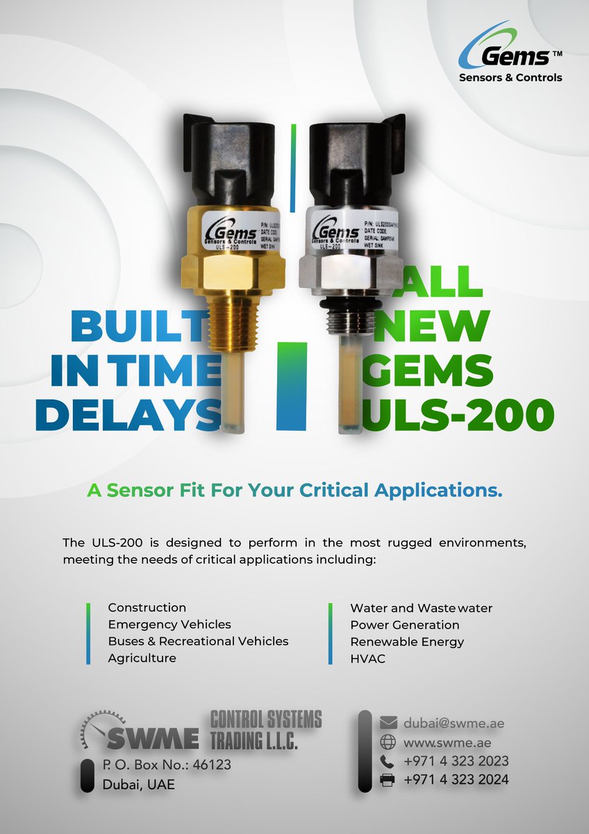 swmecontrol's tweet photo. 🚀 Discover the ULS-200: Point-Level Sensing from @Gems_Sensors 

Designed to tackle diverse OEM applications, the ULS-200 stands out for its compact design, robust performance, and versatility. 

dubai@swme.ae | +971 4 323 2023

#Instrumentation #LevelSensor #GemsSensors #OEM https://t.co/8RXs5NUVro