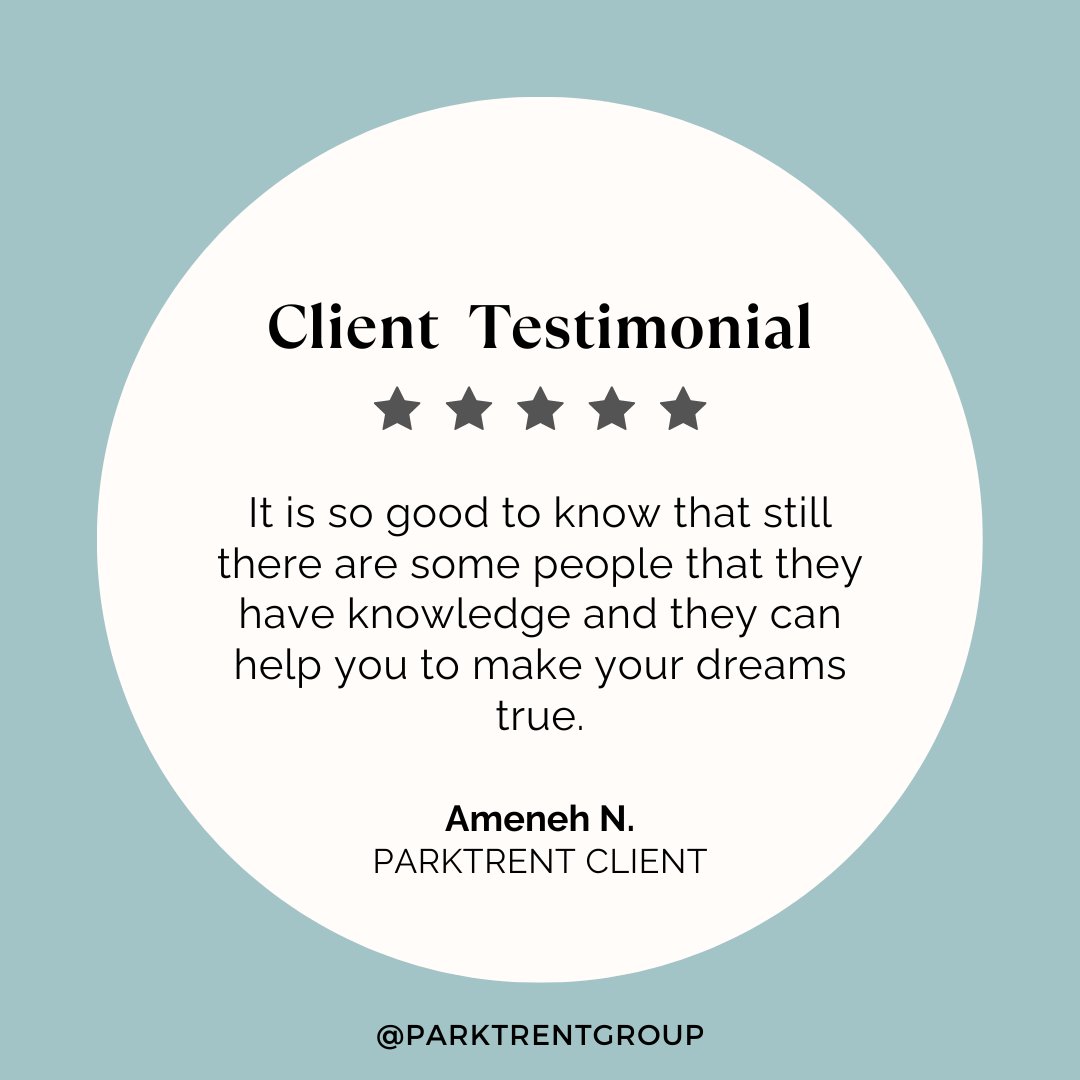 🌟 Client Testimonial 🌟

We’re thrilled to have helped Ameneh achieve her goals with our guidance and expertise. Thank you for trusting us! 🙌

#ClientTestimonial #ParkTrentGroup #PropertyInvestment #ClientFeedback #ExpertAdvice