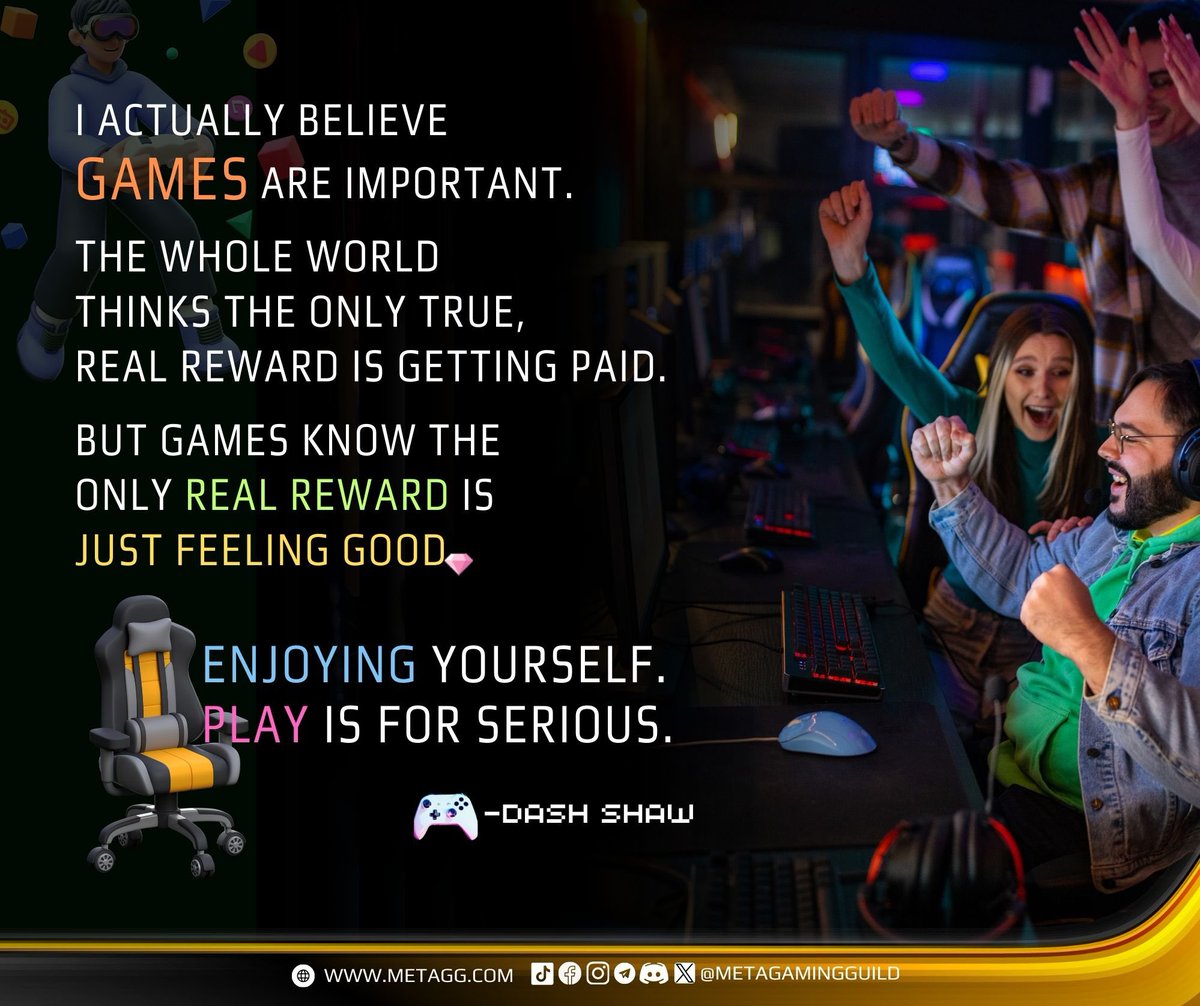 MetaGamingGuild's tweet photo. 🎮 Fuel your week with MGG gaming quotes. Stay motivated and keep grinding! 💪🏻
Follow for more: https://t.co/D3HpDL0qbA
#gamer #gamerquote #gaminglife #gamingquote #inspiration #MGG #MetaGamingGuild #GameFi https://t.co/i4D5hcbTUx