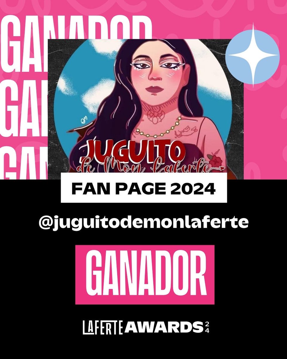awardslaferte's tweet photo. 🏆| En la categoría “Laferte Fanpage 2024�� el ganador es… @JuguitoDeMon 💖

Muchas felicidades! ✨

#monlaferte https://t.co/qBitVy0Ccn