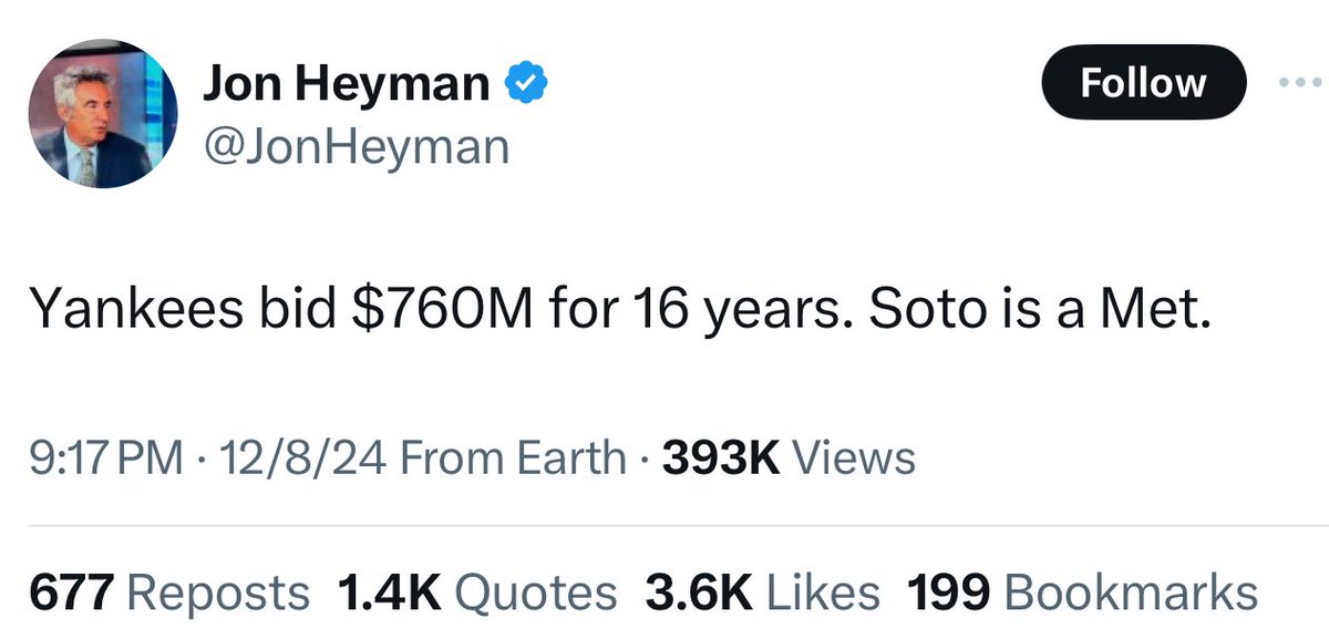 You can’t blame Hal. If he wanted to be a Yankee you take that offer. Unfortunately Soto is a money hungry pig who only cares about his bank account